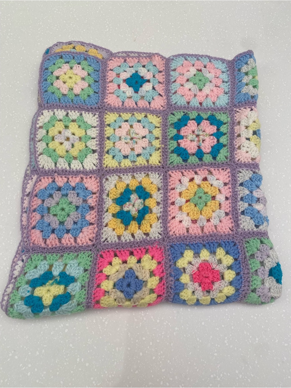 🌸 Vintage Handmade Granny Crochet Blanket 37 inches - 42 inches🌸